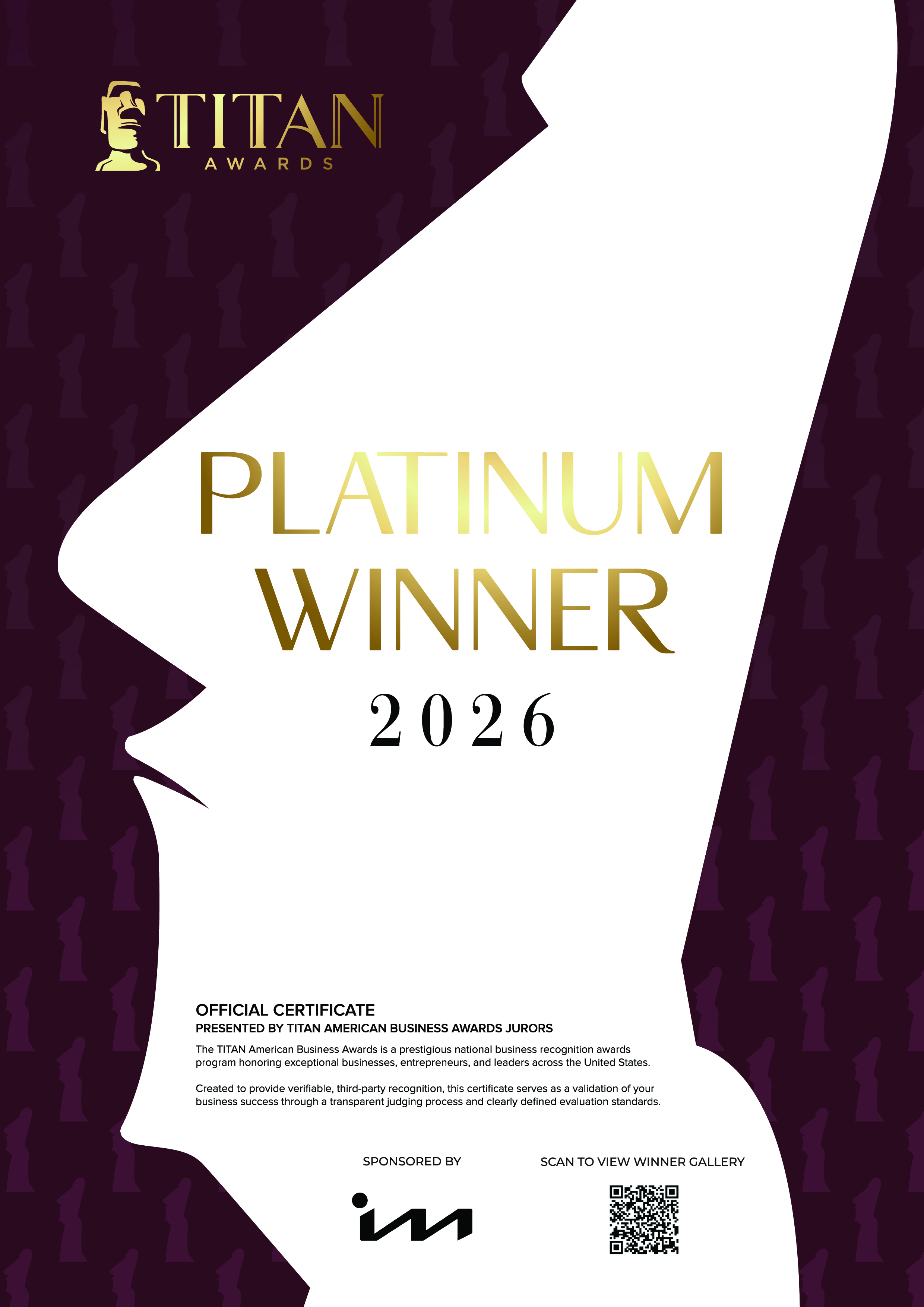 2026 TITAN American Business Awards Certificates